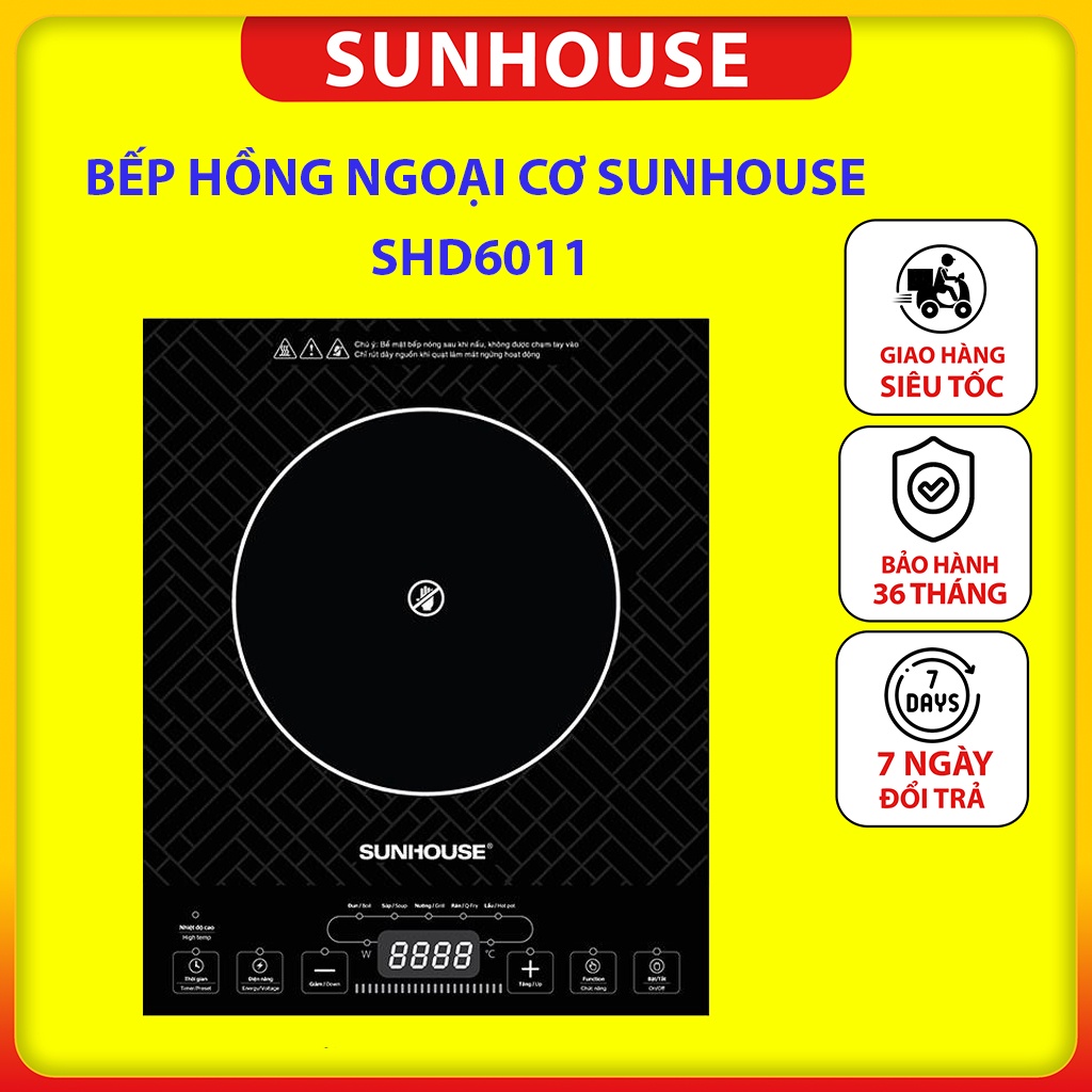 Bếp hồng ngoại cơ Sunhouse SHD6011 Chế độ hẹn giờ và hiển thị điện năng tiêu thụ[Hàng chính hãng 100%]