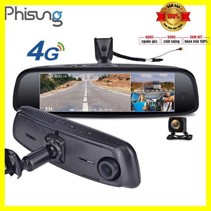 [ BẢO HÀNH 12 THÁNG] - Camera hành trình cao cấp Phisung tích hợp 3 camera, 4G, Android, Wifi MÃ E09-3