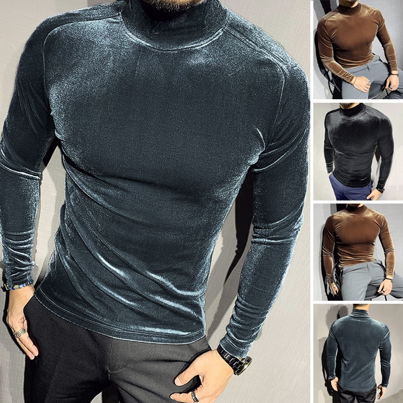 Áo Dài Tay Cổ Cao Màu Sắc Đơn Giản Giữ Ấm Cao Cấp Thời Trang Mùa Thu Dành Cho Nam
