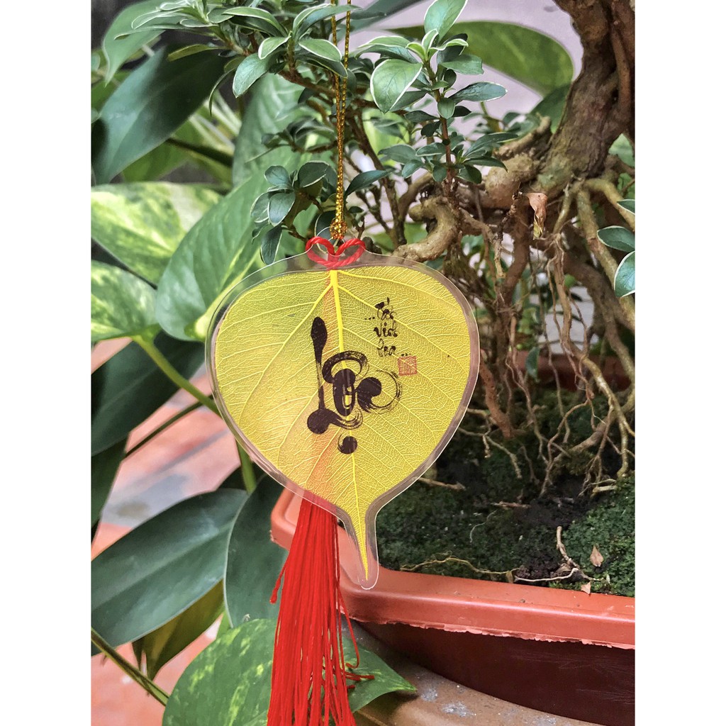 Lá Bồ Đề Thư Pháp - Chữ Lộc, Phúc, Thọ, Đức (Cầu May Mắn Bình An), Quà Tặng Cho Bạn Bè Người Thân - Ốp DT - Hàng Loại 1