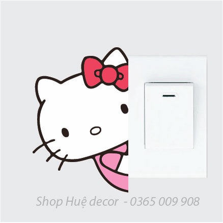Decal dán ổ điện, sticker trang trí Hello kitty dễ thương