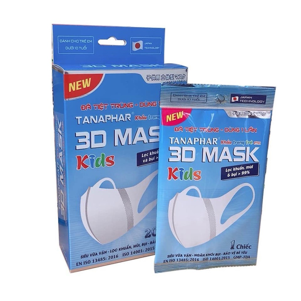 Khẩu Trang Trẻ Em 3D Mask Tanaphar ( hộp 10 chiếc)