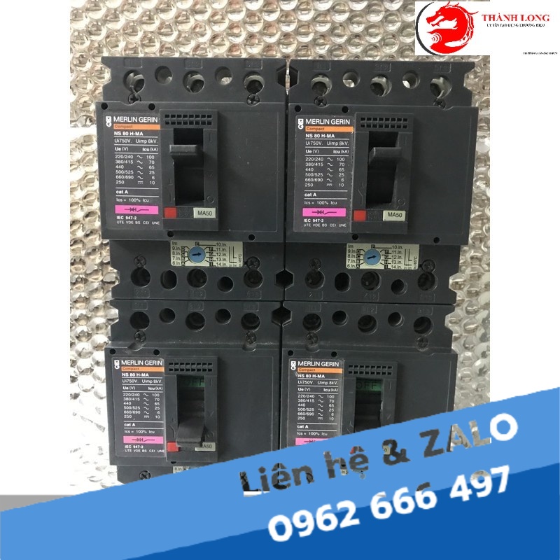 Aptomat bảo vệ động cơ Schneider NS80H MA 50A 3P 3D