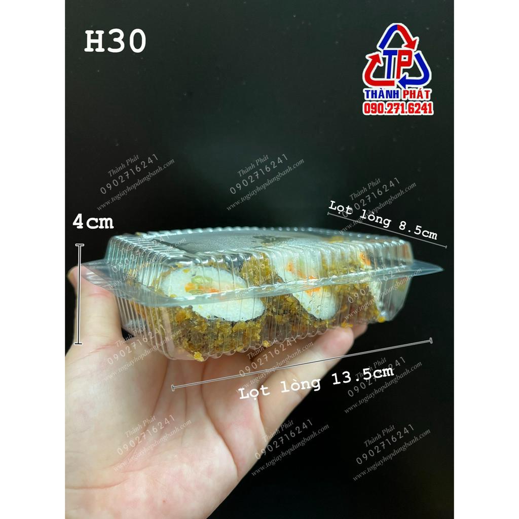 100 Hộp H30 đựng 6 viên cơm cuộn- kim bắp - sushi - bánh ngọt