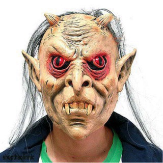 Mặt nạ ma hóa trang mắt đỏ tóc dài đen cho ngày halloween