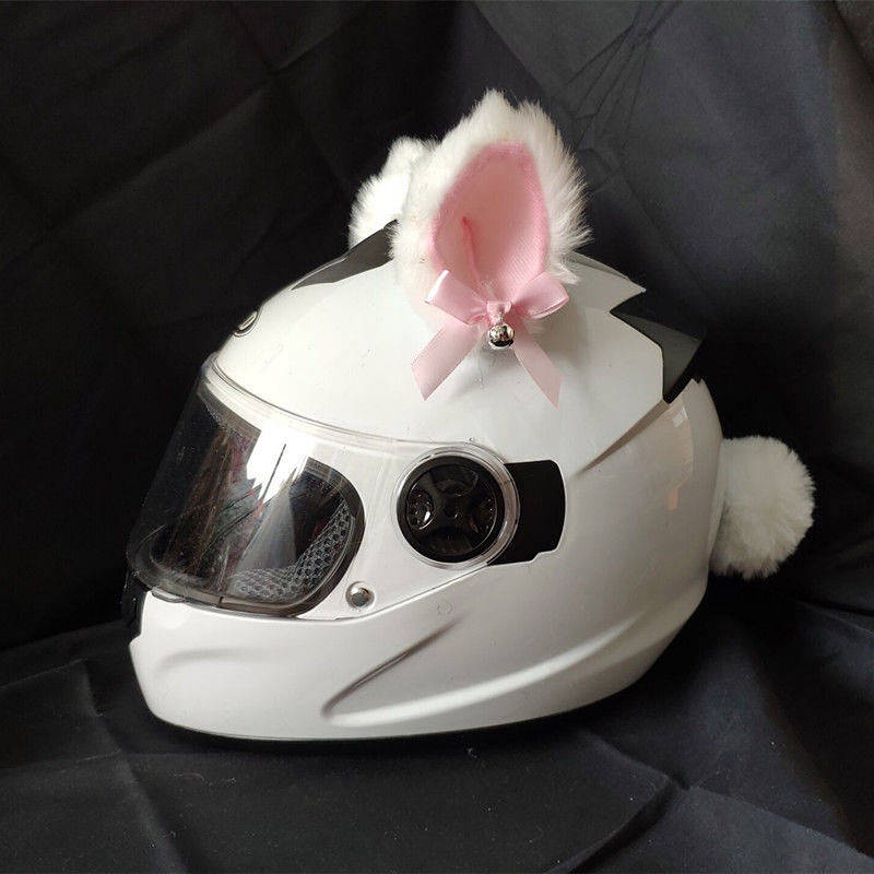 Mũ bảo hiểm hình tai mèo bằng lông có thể tháo rời trang trí xe mô tô