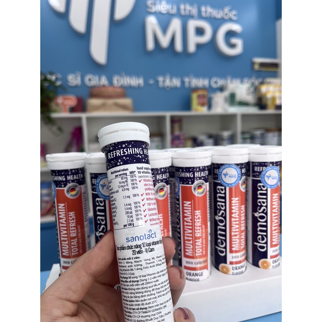 Demosana Multivitamin – Viên sủi bổ sung 10 loại vitamin thiết yếu, tăng đề kháng, chính hãng từ Đức