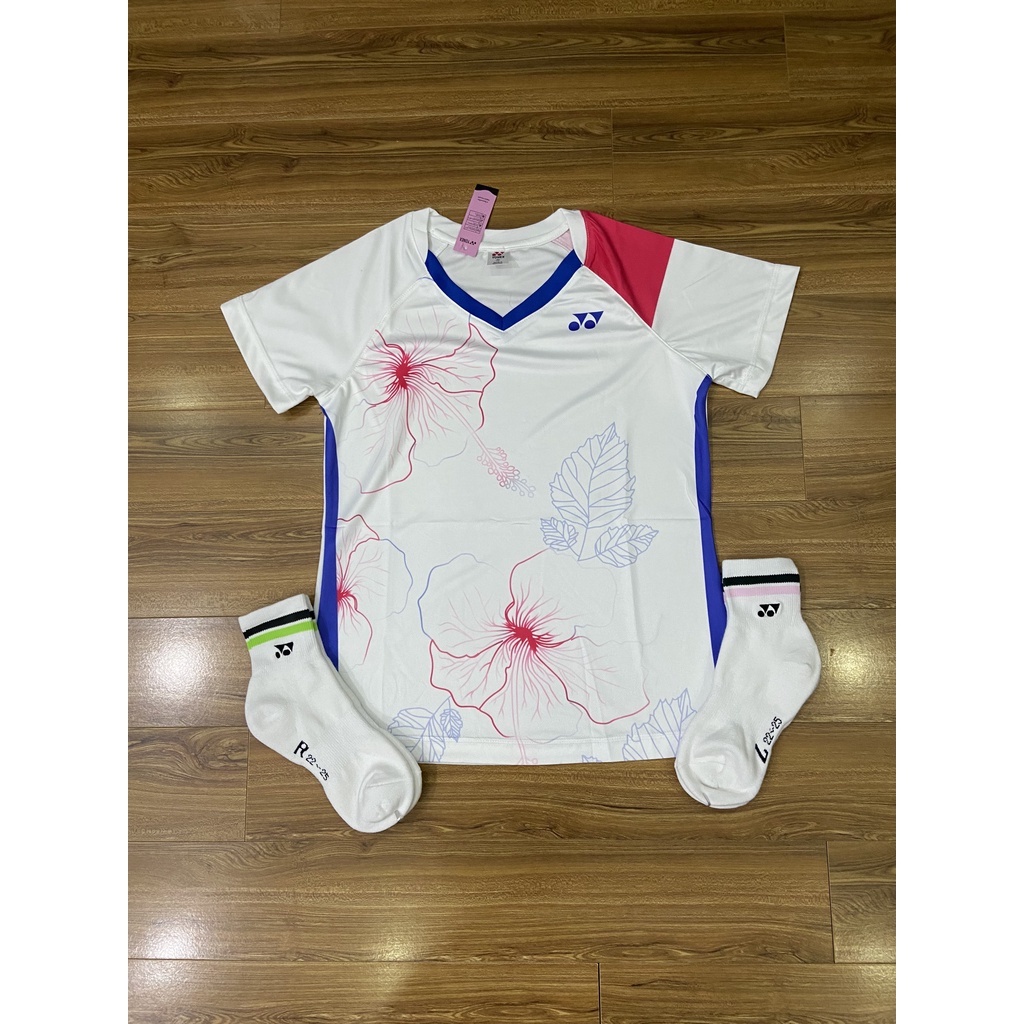 Áo cầu lông Yonex bông hoa màu trắng