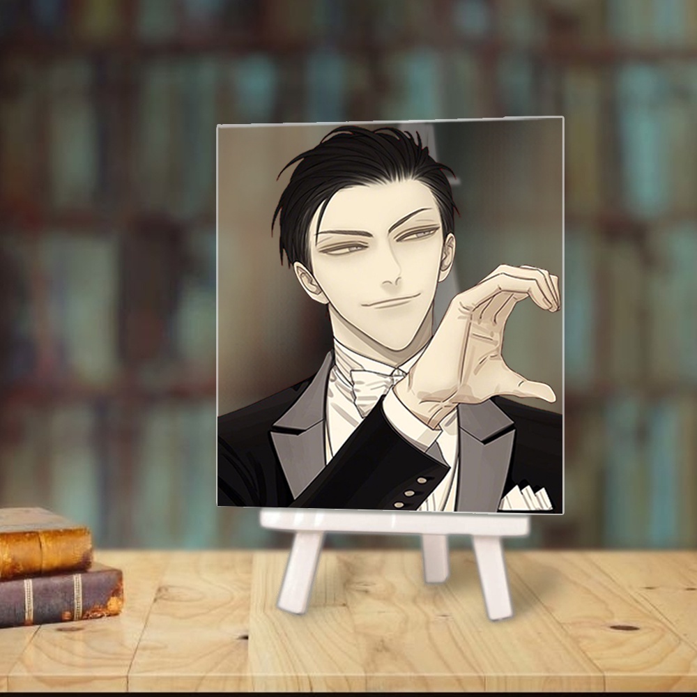 Tranh kính 19 DAYS manhua anime chibi acrylic mica trong trưng bày trang trí góc học tập giá gỗ