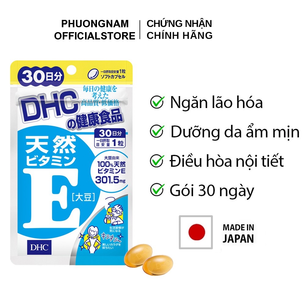 Viên uống DHC Vitamin E điều hòa nội tiết, đẹp da, chống oxy hóa - DHC Vitamin E (30 ngày)
