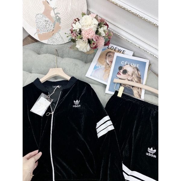 Bộ Nhung Das Thêu Nổi Cổ Trụ Thời Trang Nữ Thu Đông