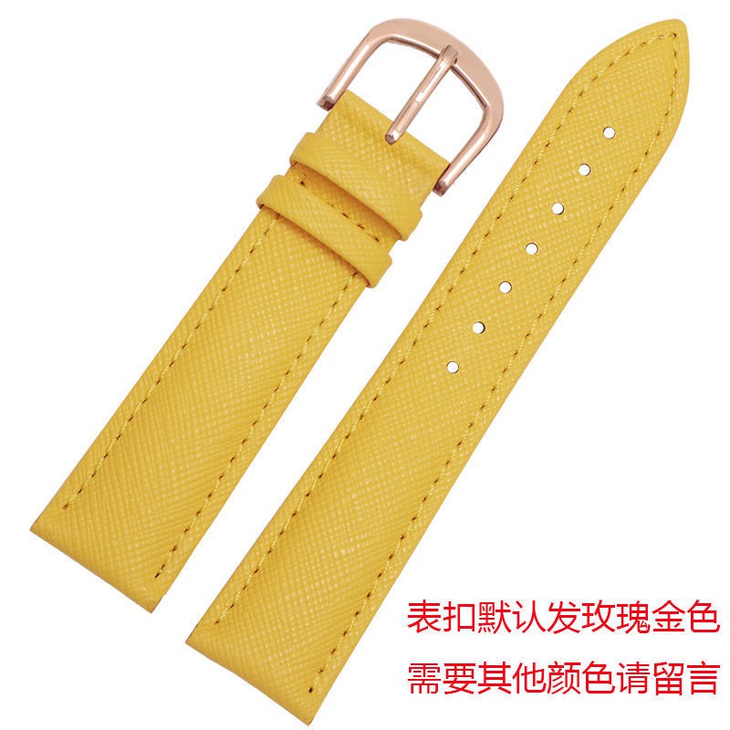 Leather watch strap men's and women's butterfly buckle bracelet universal Flifi Dafei Le 14 16 18 20 22mm