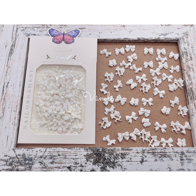 phụ kiện charm nơ gắn móng tay nail