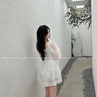 Váy hoa xẻ ngực (ảnh thật tự chụp)