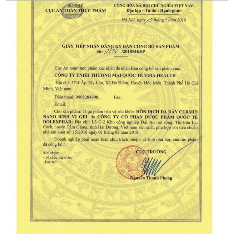 Gel Dạ Dày CURMIN NANO Bình Vị Gel / Cumin Binh vi nuoc/ Nghe Nano, h30 gói