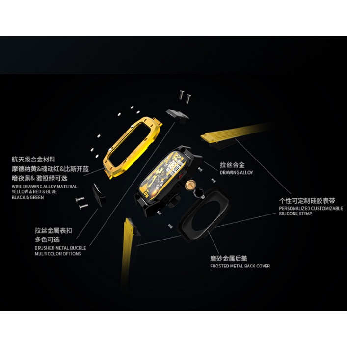 Dây Đeo Đồng Hồ Bằng Silicone Và Kim Loại Cho Apple Watch 7 SE 6 5 4 Band 44mm 45mm
