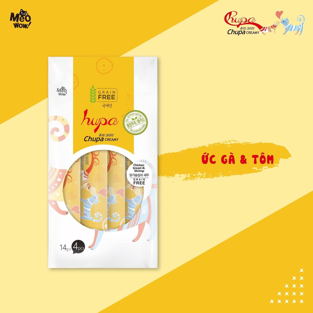 Sốt thưởng Chupa Creamy Meowow dành cho mèo - Súp thưởng dinh dưỡng nhiều vị, Grain Free - Kitty Pet Shop