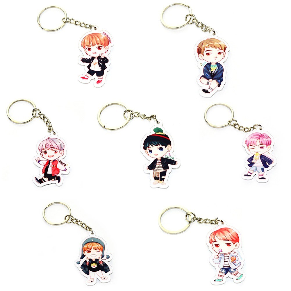 Móc Khóa Acrylic Hình Nhóm Nhạc Bts 4th Anniversary Q Phiên Bản Kỷ Niệm