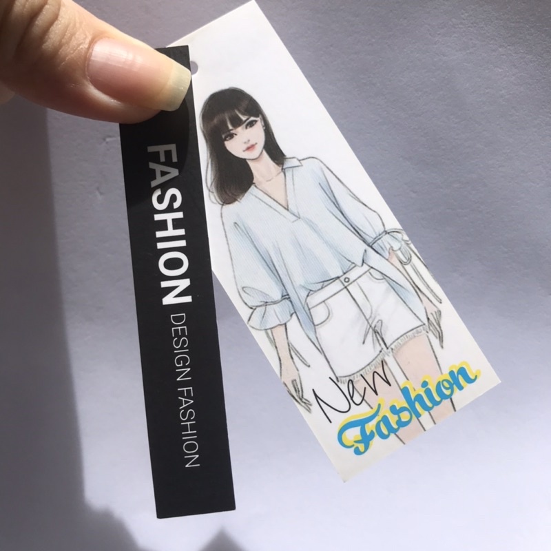 Mác quần áo, Tag Nhãn quần áo, THIẾT KẾ IN ẤN cho shop quần áo, bìa cứng, cán màng k thấm nước set 100 mác -size 9x3.6cm