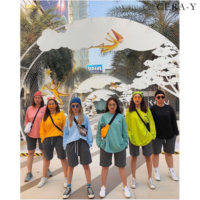 Quần short ống rộng CERA-Y lưng thun lửng ngố màu đen CRQ014, chất vải thun co dãn mặc mát, kiểu dáng unisex dễ phối | BigBuy360 - bigbuy360.vn