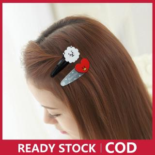 BTS BT21 KPOP Fashion Girls Cute Hair Clip 10 Packs Duckbill clip Horsetail Clip 2 Loaded Hair Rings