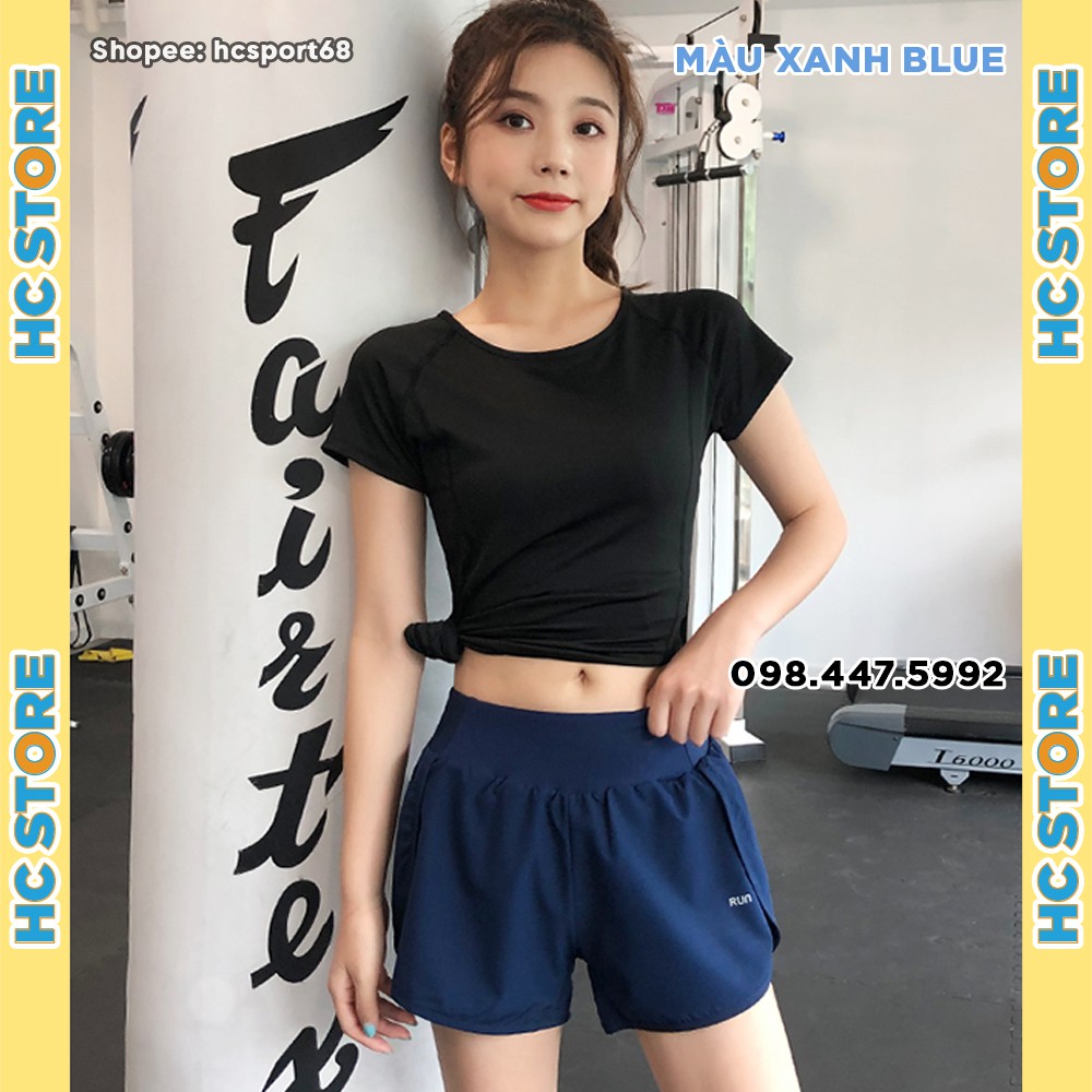 Quần Đùi Quần Short Nữ RUN QS09 2 Lớp Tập Gym Yoga Có Túi Đựng Điện Thoại Vải Mát - HcSport68