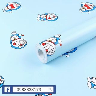Cuộn 10M giấy dán tường doremon nhí nhiều màu khổ 45cm