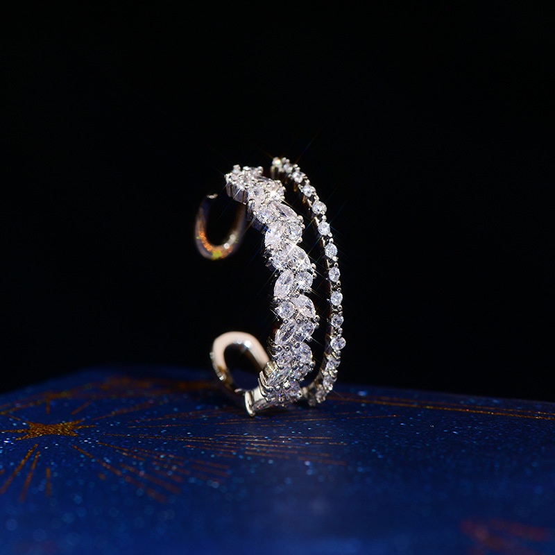 Nhẫn Hở Đính Đá Zircon Phong Cách Nhật Hàn Cho Nữ