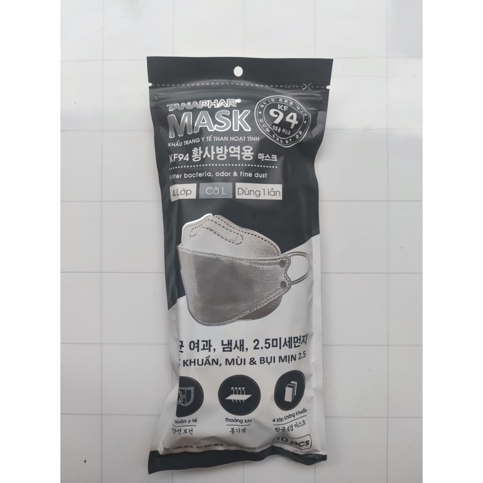 Khẩu trang KF94 Tanaphar 10 chiếc/1 hộp, thiết kế 4D ôm sát mặt, lọc khuẩn, mùi và bụi mịn 2.5 - Soleil Home