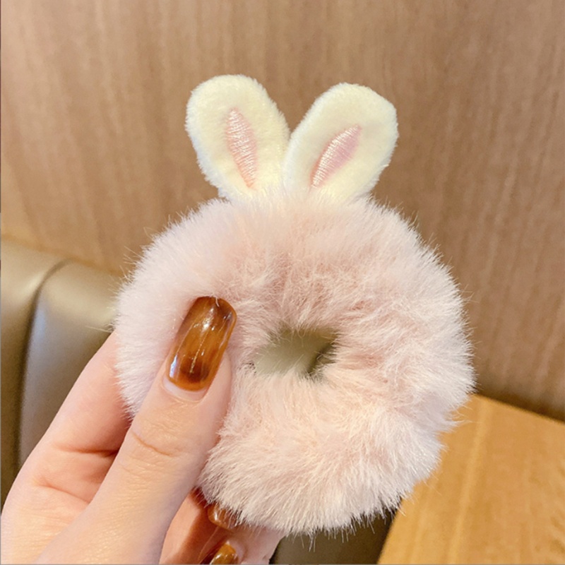 Dây Cột Tóc Đuôi Ngựa Co Giãn Đính Lông Thỏ Dễ Thương Giá Đỡ