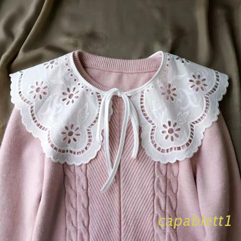 Cổ áo sơ mi giả thêu hoa phong cách Pháp thời trang mùa thu cho nữ
