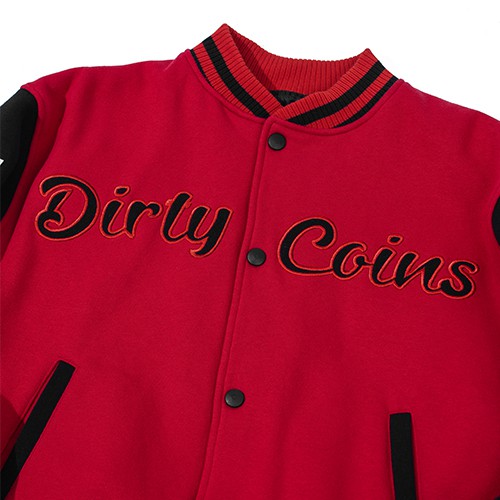 Áo khoác DirtyCoins Embroidered Varsity Jacket - Red/Black | BigBuy360 - bigbuy360.vn