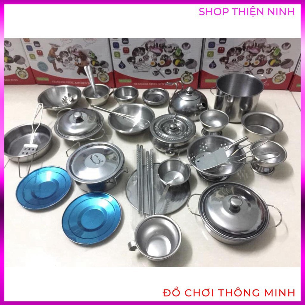 BỘ ĐỒ CHƠI nấu ăn BẰNG INOX 40 MÓN CHO BÉ YÊU