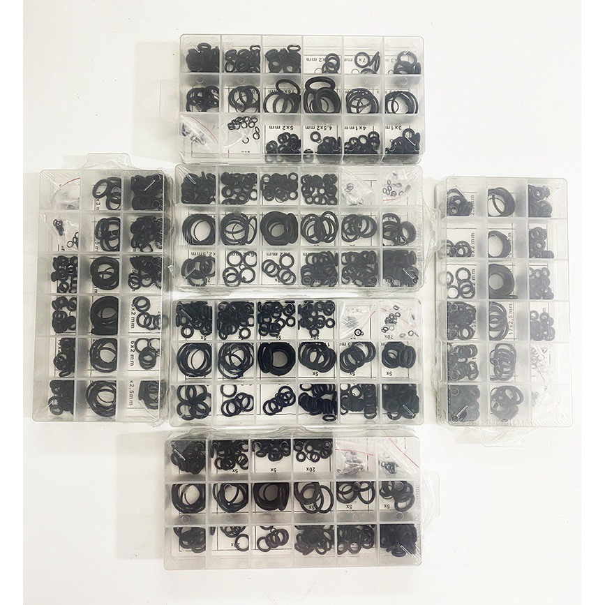 Hộp Ron, gioăng, doang, phom, pon cao su 225 chiếc, 18 kích cỡ