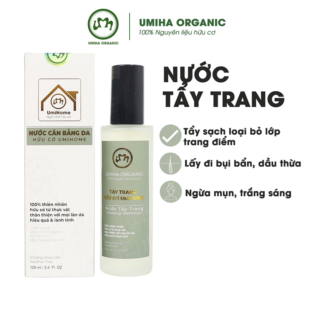 Nước tẩy trang hữu cơ UMIHOME loại bỏ bụi bẩn, làm sạch lớp tẩy trang trên da hiệu quả