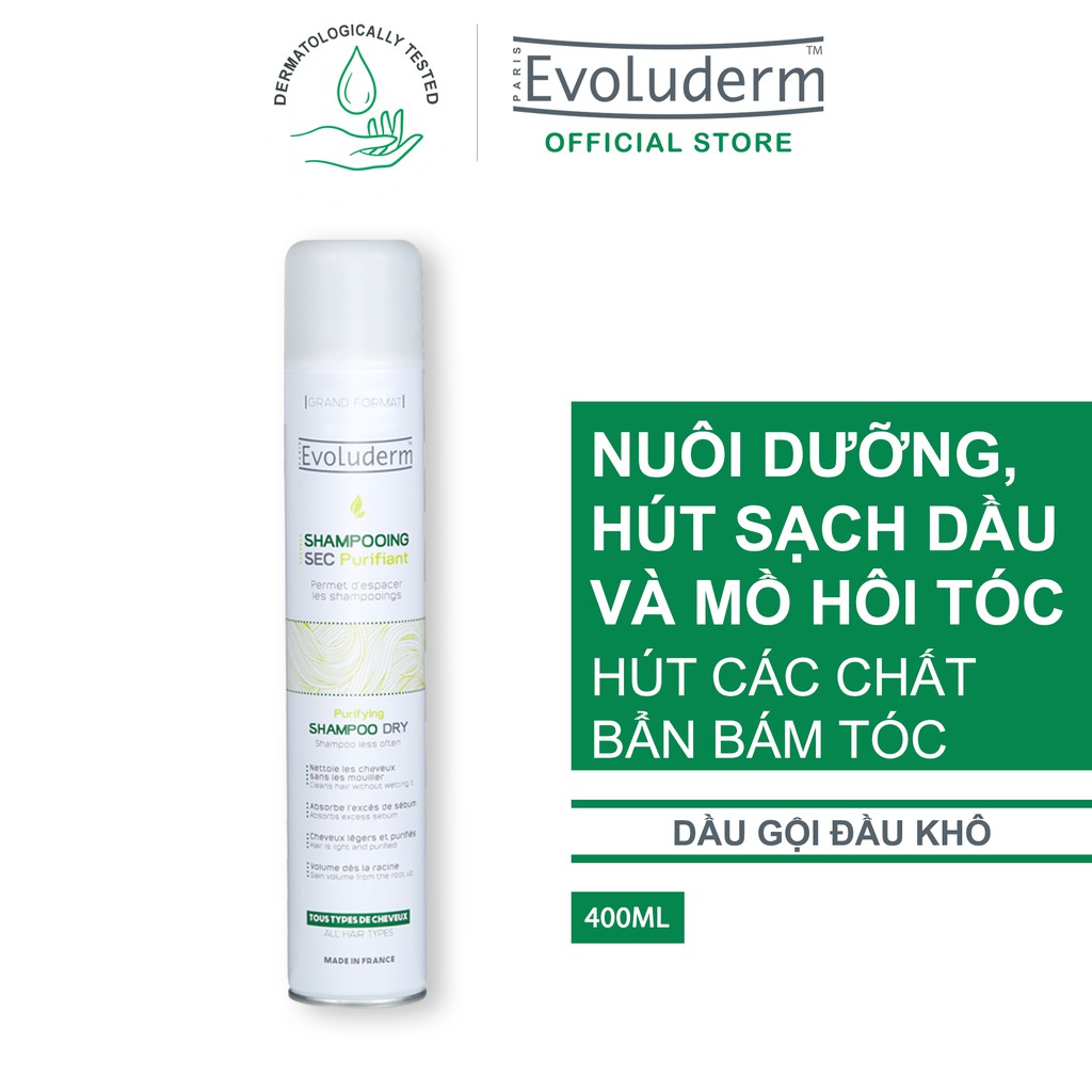 [Mã FMCGMALL -8% đơn 250K] Dầu gội đầu khô Evoluderm 400ml