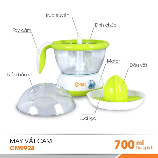 [Mã ELHA22 giảm 5% đơn 300K] Máy vắt cam Comet 0.7L CM9928