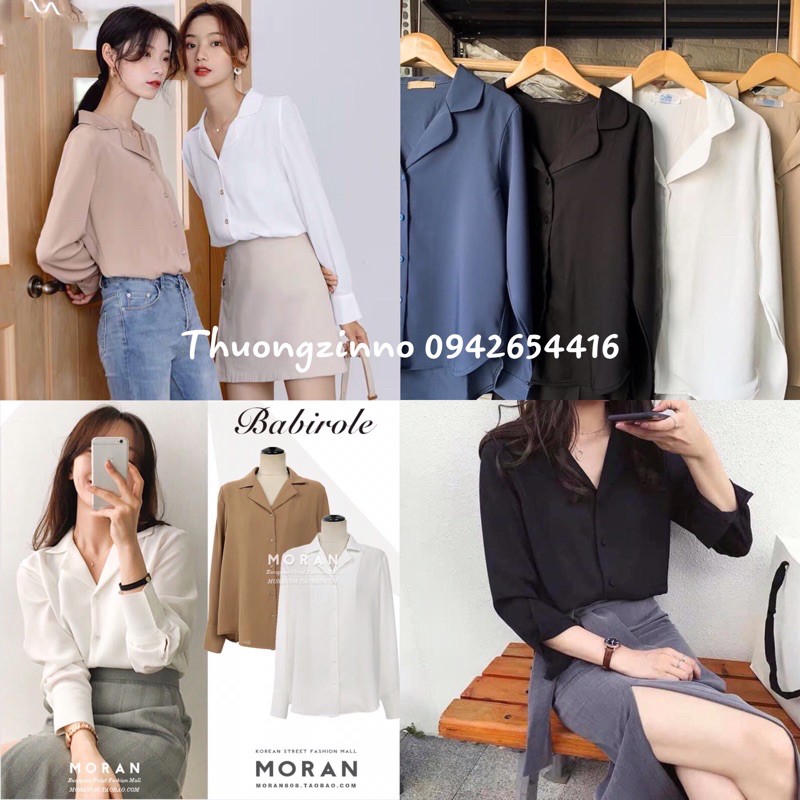 [Ảnh thật/Video] Áo sơ mi cổ vest sang chảnh áo sơ mi lụa Hàn áo sơ mi công sở