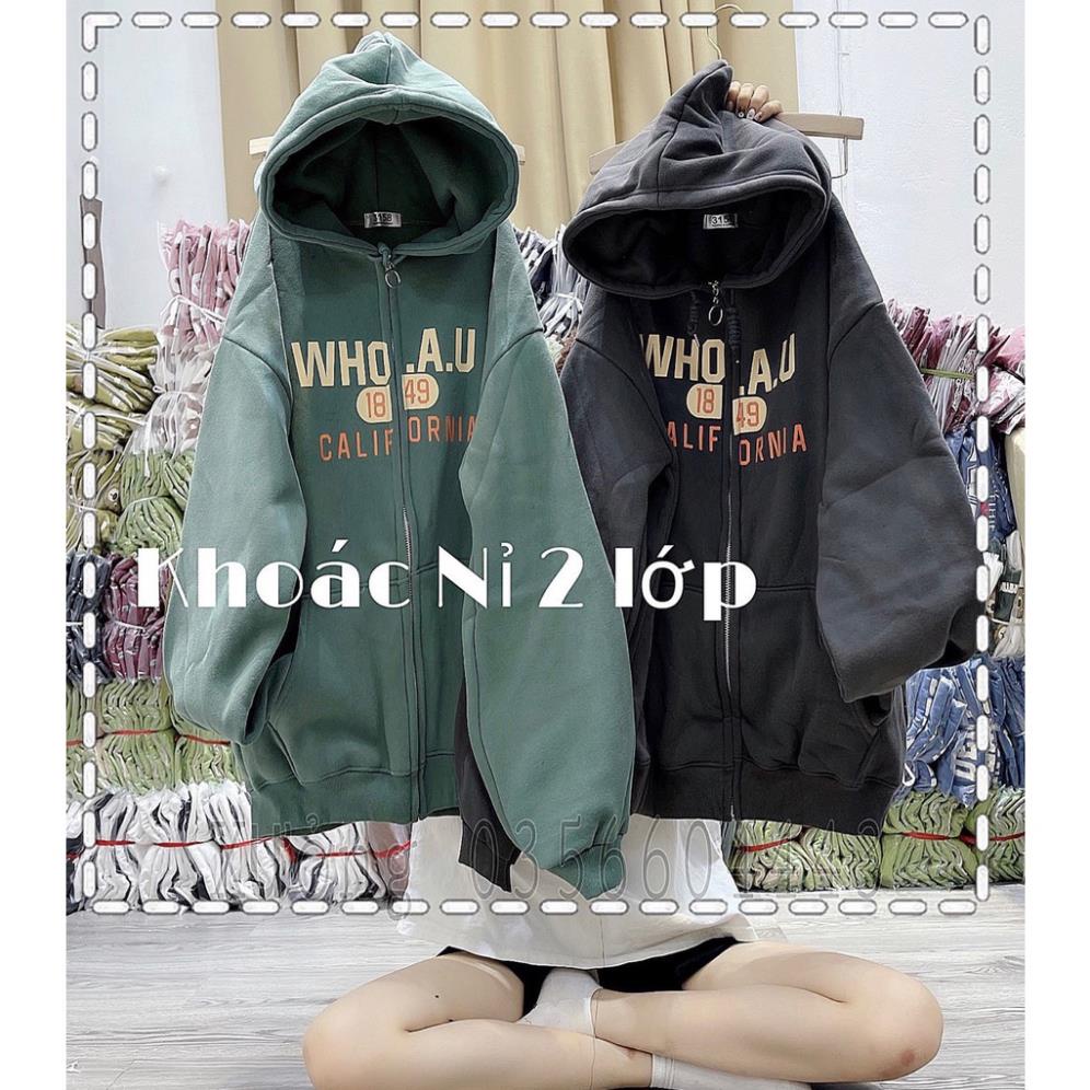 Áo Khoác CHất Nỉ Số 1894 Who Unisex Nam Nữ Tay Bồng Mũ To Overssize