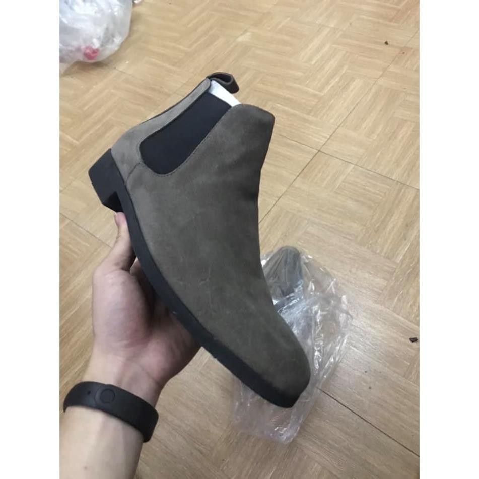 [ Da Thật 100% ] Chelsea Boot Lộn Da Bò Thật 100% Tặng Lót Cao 5cm -o97 ! :