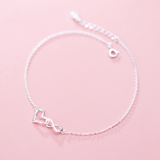 Lắc chân bạc nữ H.A.S hình vô cực và tim lồng nhau 21-24cm - Lắc chân bạc thời trang | BigBuy360 - bigbuy360.vn