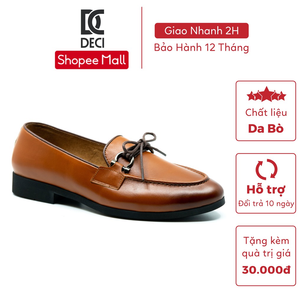 [Mã FASHIONMALLT4 giảm 15% tối đa 30K đơn 150k] Giày lười da bò DECI DB13 kiểu dáng công sở màu nâu