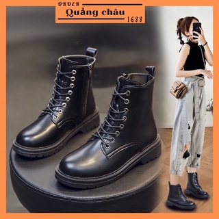 Bốt da cao cổ buộc dây có khoá