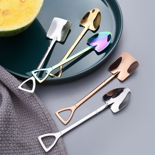 Muỗng thìa cà phê, xẻng cafe inox 304 nhiều màu pha trà, ăn bánh kem, tráng miệng phủ bóng sang trọng MTC03