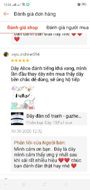 Dây đàn cổ tranh - guzheng . Dây lẽ. .Dây bộ hiệu alice