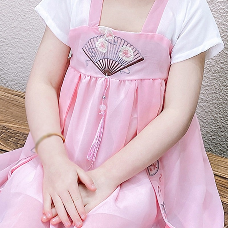 Váy Hán phục thêu họa tiết Trung Hoa xinh xắn cho bé gái 0-4 tuổi