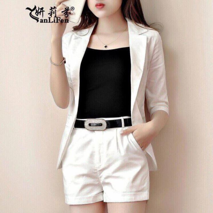 Set Vest 3 Món Kèm Nịt Cao Cấp - Bộ Vest Short Nữ Kaki Phối Áo Trong Thun Dệt Loại 1 | BigBuy360 - bigbuy360.vn