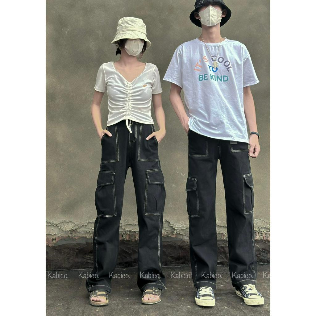 Quần jeans dài cạp cao. quần jeans ống rộng phong cách Hiphop_j23