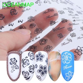 set sticker hoa trắng đen