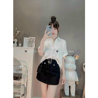 Chân váy bò thô kèm đai quảng châu